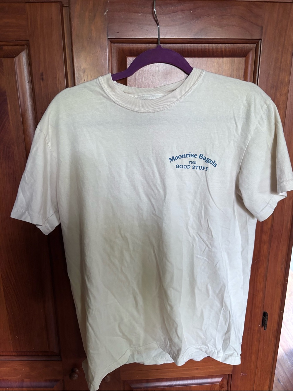 Comfort Colors Cream Short-Sleeve Men's T-Shirt with Blue Logo